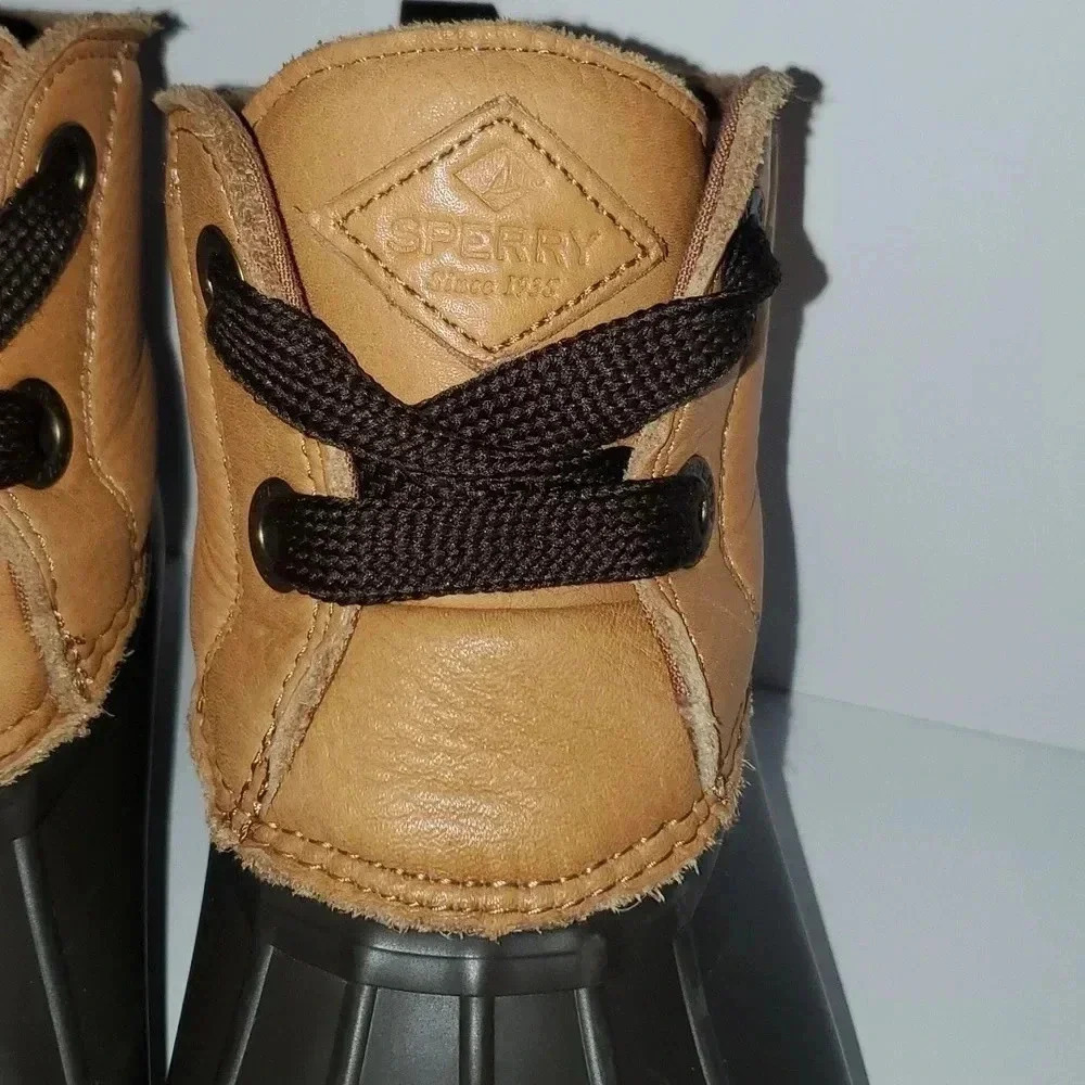 Sperry Women's Saltwater 2-Eye Leather Tan/Brown Rain Boot Women's Size 7 - Picture 5 of 16
